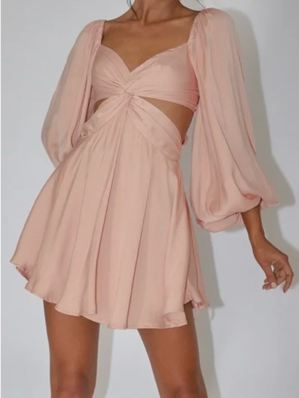 NWT Selfie Leslie Peach Twist-Front Mini Dress